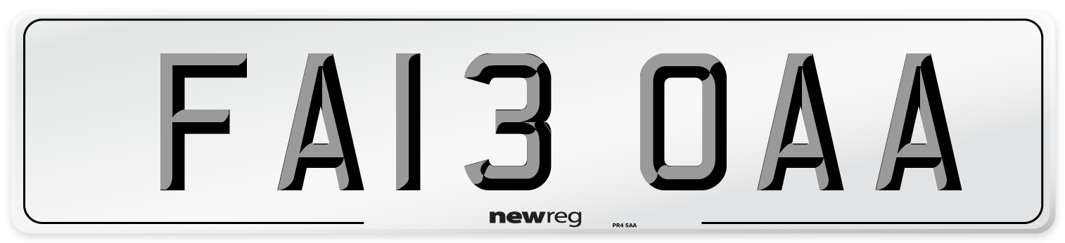 FA13 OAA Number Plate from New Reg